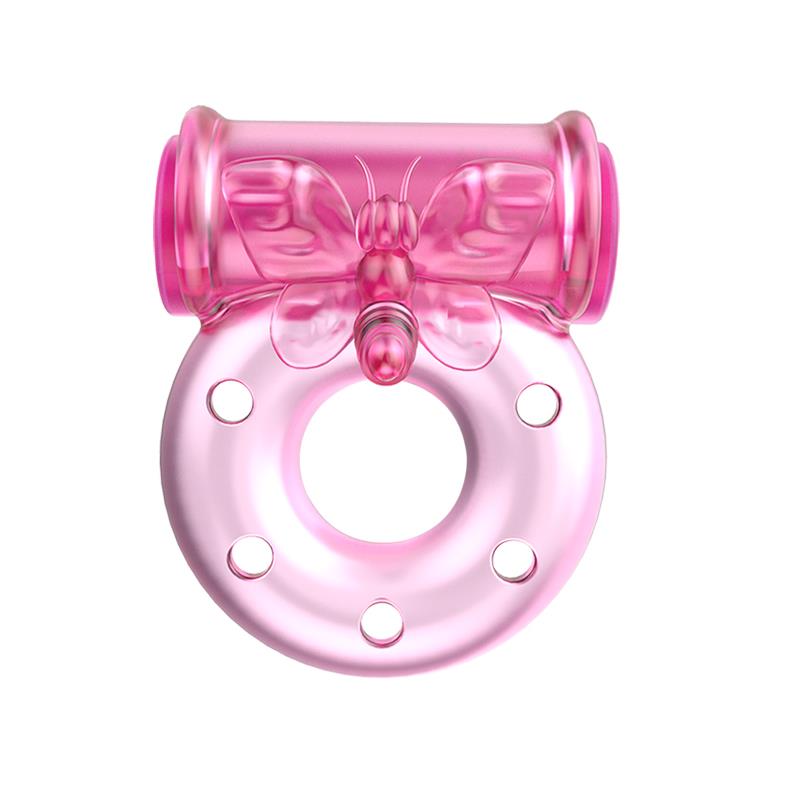 BAILE - VIBRATING COCK RING WITH CONDOM PINK