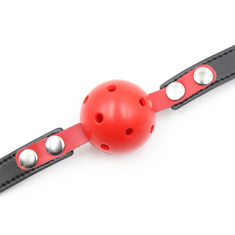 LATETOBED BDSM LINE - BALL GAG BREATHABLE BLACK/RED