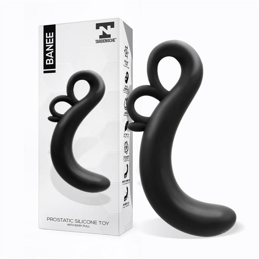 TARDENOCHE - BANEE PROSTATIV STIMULATOR WITH EASY PULL SILICONE BLACK