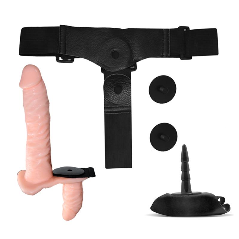 HARNESS COLLECTION LATETOBED - BATEK DETACHABLE UNTO G DOUBLE STRAP-ON HARNESS WITH VIBRATION REMOTE CONTROL