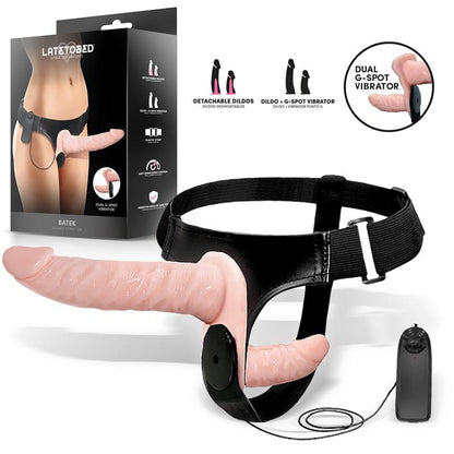 HARNESS COLLECTION LATETOBED - BATEK DETACHABLE UNTO G DOUBLE STRAP-ON HARNESS WITH VIBRATION REMOTE CONTROL