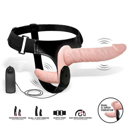 HARNESS COLLECTION LATETOBED - BATEK DETACHABLE UNTO G DOUBLE STRAP-ON HARNESS WITH VIBRATION REMOTE CONTROL