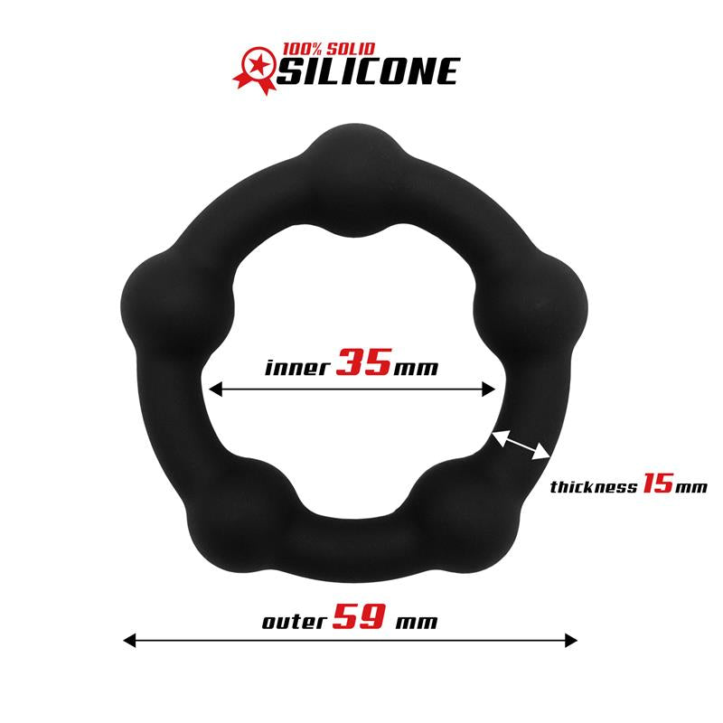BEAST RINGS - BEAD SOLID COCK RING SILICONE 3.5 CM BLACK