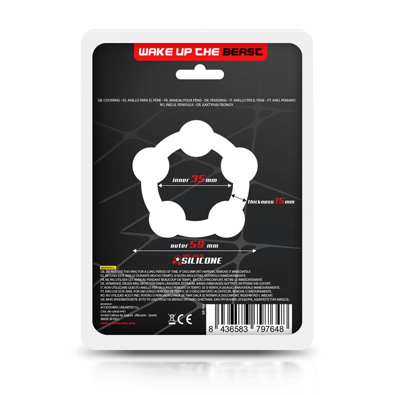 BEAST RINGS - BEAD SOLID COCK RING SILICONE 3.5 CM BLACK