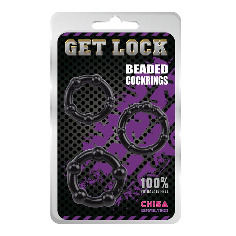 CHISA - BEADED COCK RINGS-BLACK