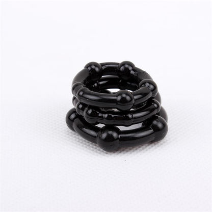 CHISA - BEADED COCK RINGS-BLACK
