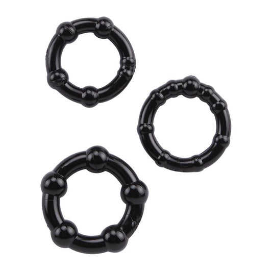 CHISA - BEADED COCK RINGS-BLACK