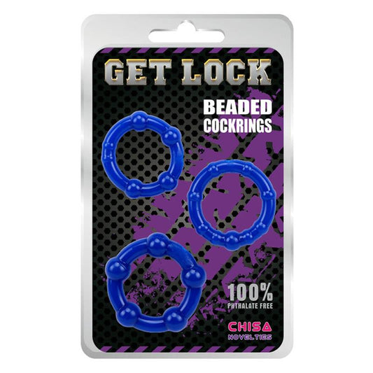 CHISA - BEADED COCK RINGS-BLUE