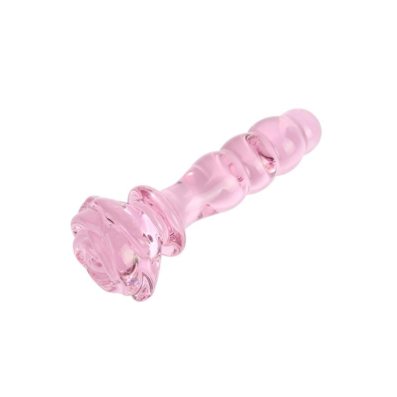 CHISA - BEADED GLASS PLUG WITH ROSE 5.6