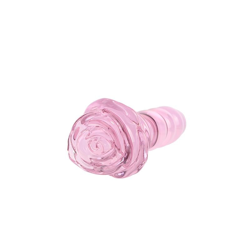 CHISA - BEADED GLASS PLUG WITH ROSE 5.6