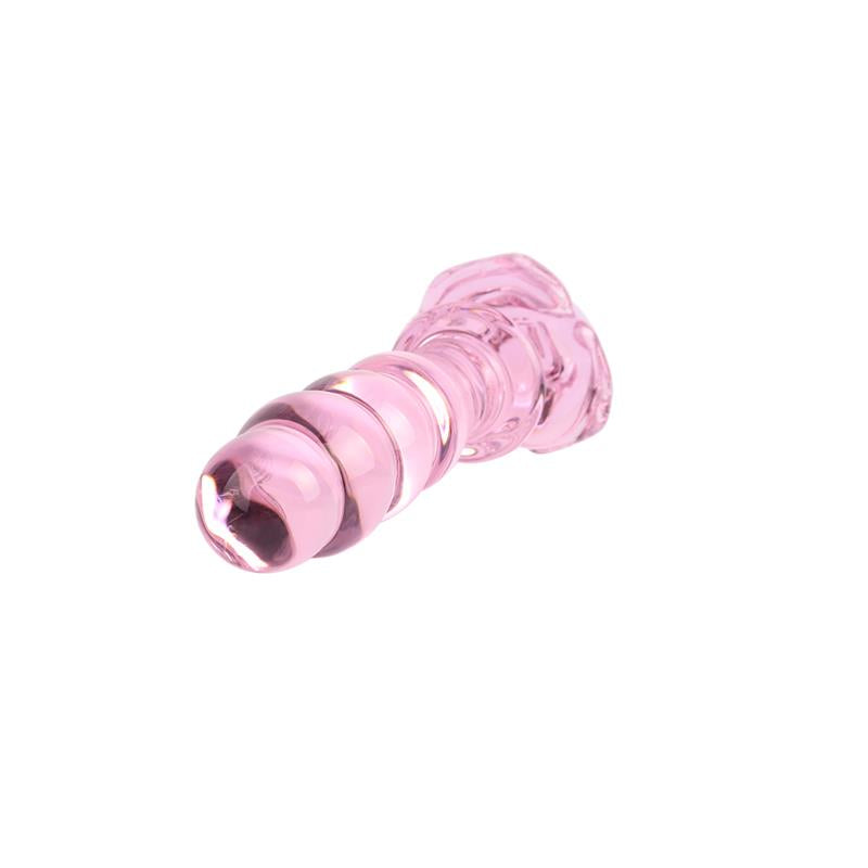 CHISA - BEADED GLASS PLUG WITH ROSE 5.6