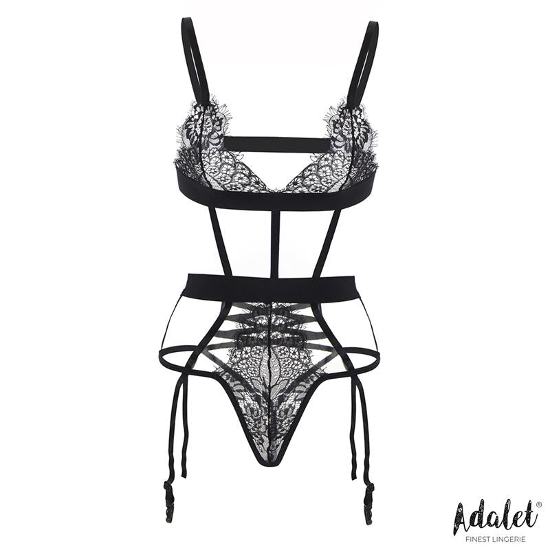 ADALET LINGERIE - BEATRIX TEDDY WITH GARTER BELT AND LACE BLINDFOLD