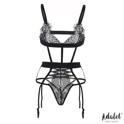 ADALET LINGERIE - BEATRIX TEDDY WITH GARTER BELT AND LACE BLINDFOLD