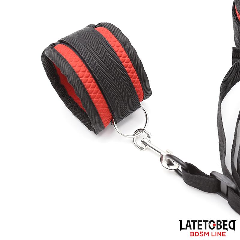 LATETOBED BDSM LINE - BED EESTRAINT SET WITH BLINDFOLD ADJUSTABLE CUFFS