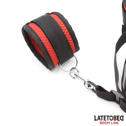 LATETOBED BDSM LINE - BED EESTRAINT SET WITH BLINDFOLD ADJUSTABLE CUFFS