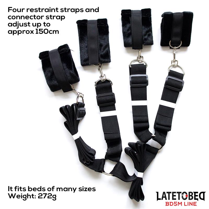 LATETOBED BDSM LINE - BED RESTRAINT SET WITH ADJUSTBABLE AND DESMONTABLE CUFFS