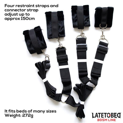 LATETOBED BDSM LINE - BED RESTRAINT SET WITH ADJUSTBABLE AND DESMONTABLE CUFFS