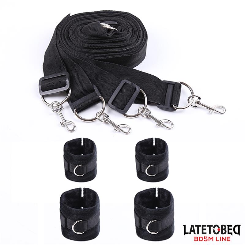 LATETOBED BDSM LINE - BED RESTRAINT SET WITH ADJUSTBABLE AND DESMONTABLE CUFFS