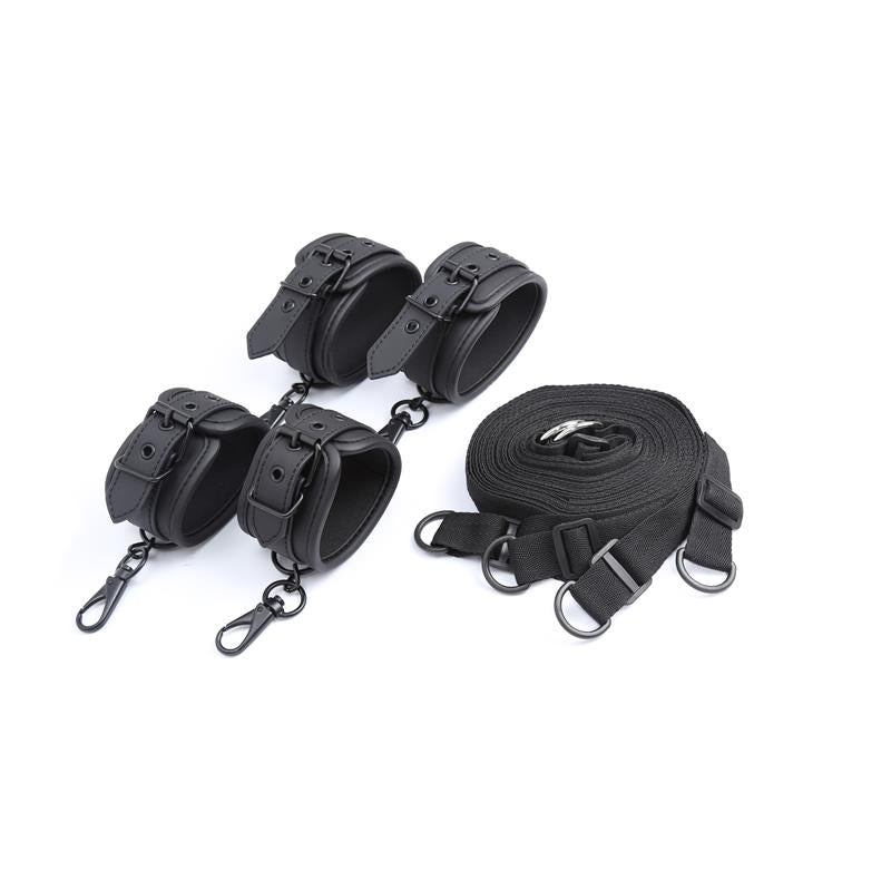INTOYOU BLACK SHADOW - BED RESTRAINTS SET VEGAN LEATHER