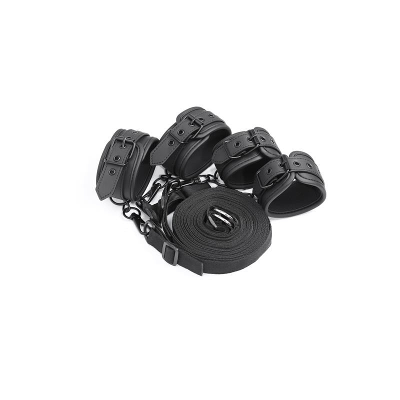 INTOYOU BLACK SHADOW - BED RESTRAINTS SET VEGAN LEATHER