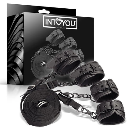 INTOYOU BLACK SHADOW - BED RESTRAINTS SET VEGAN LEATHER