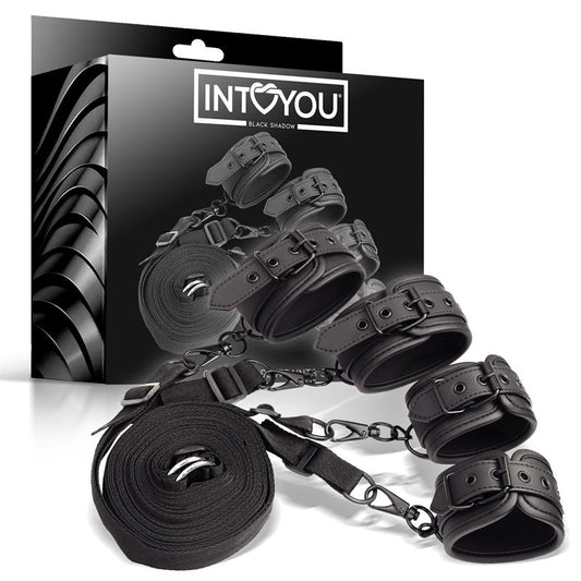 INTOYOU BLACK SHADOW - BED RESTRAINTS SET VEGAN LEATHER