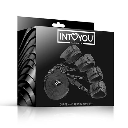 INTOYOU BLACK SHADOW - BED RESTRAINTS SET VEGAN LEATHER