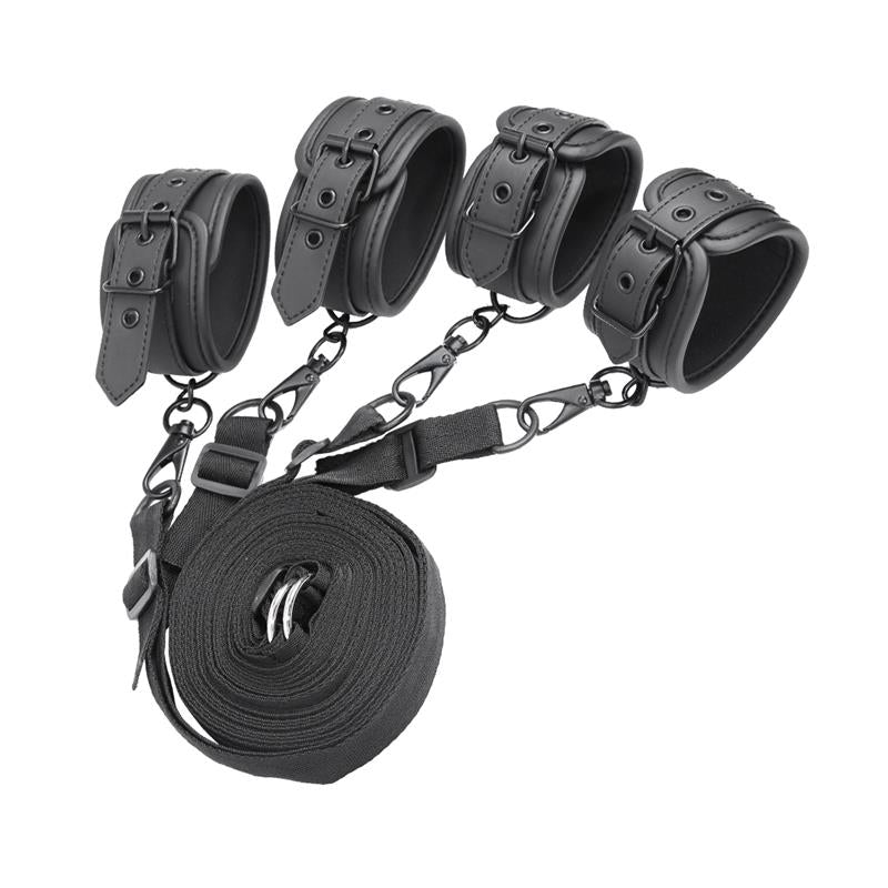 INTOYOU BLACK SHADOW - BED RESTRAINTS SET VEGAN LEATHER