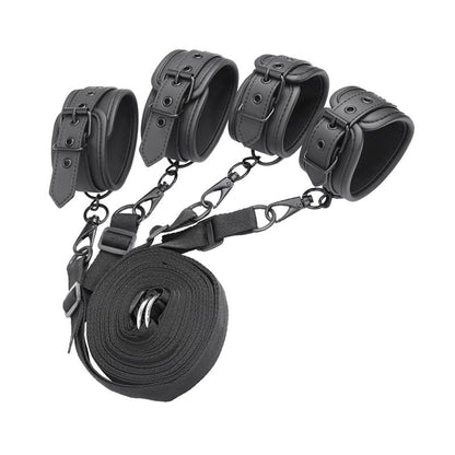 INTOYOU BLACK SHADOW - BED RESTRAINTS SET VEGAN LEATHER