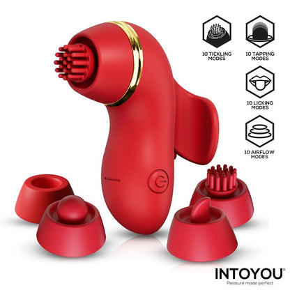INTOYOU - BEENY STIMULATOR WITH 4 CAPS, SUCTION, TAPPING, TICKLING AND LICKING