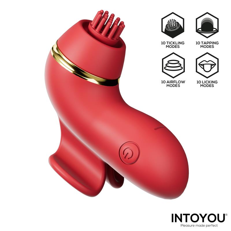 INTOYOU - BEENY STIMULATOR WITH 4 CAPS, SUCTION, TAPPING, TICKLING AND LICKING