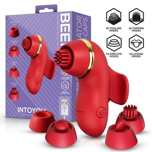 INTOYOU - BEENY STIMULATOR WITH 4 CAPS, SUCTION, TAPPING, TICKLING AND LICKING