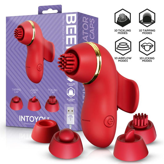 INTOYOU - BEENY STIMULATOR WITH 4 CAPS, SUCTION, TAPPING, TICKLING AND LICKING