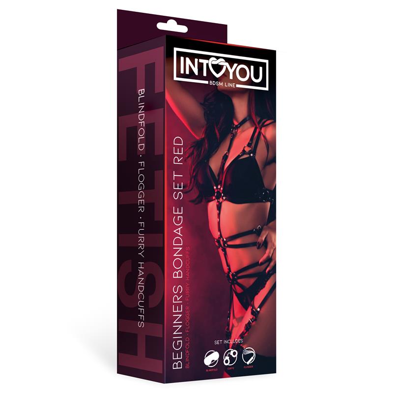 LÍNEA BDSM INTOYOU - SET DE BONDAGE PARA PRINCIPIANTES DE 3 PIEZAS ROJO