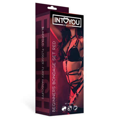 LÍNEA BDSM INTOYOU - SET DE BONDAGE PARA PRINCIPIANTES DE 3 PIEZAS ROJO