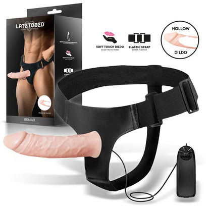 HARNESS COLLECTION LATETOBED - BEMAX DETACHABLE STRAP-ON WITH HOLLOW DILDO, VIBRATION AND REMOTE CONTROL