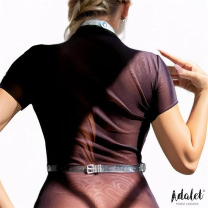 ADALET LINGERIE - BIANCA VEGAN LEATHER CHEST HARNESS WITH CHAIN ONE SIZE