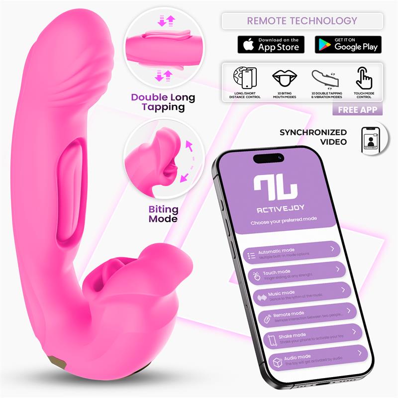 INTOYOU APP SERIES - BIMBY BITING AND DOUBLE TONGUE TAPPING VIBRATOR WITH APP