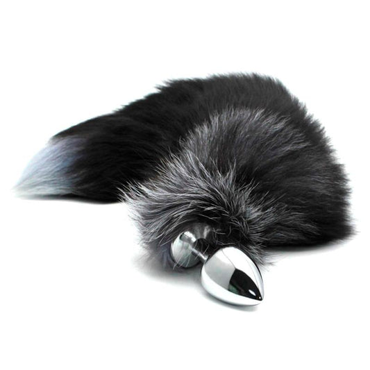 ALIVE - BLACK AND WHITE FOX TAIL PLUG L