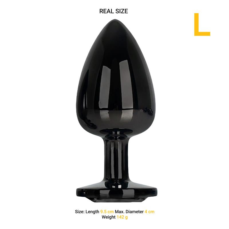AFTERDARK - BLACKGEM METALIC BUTT PLUG WITH BLACK JEWEL SIZE L