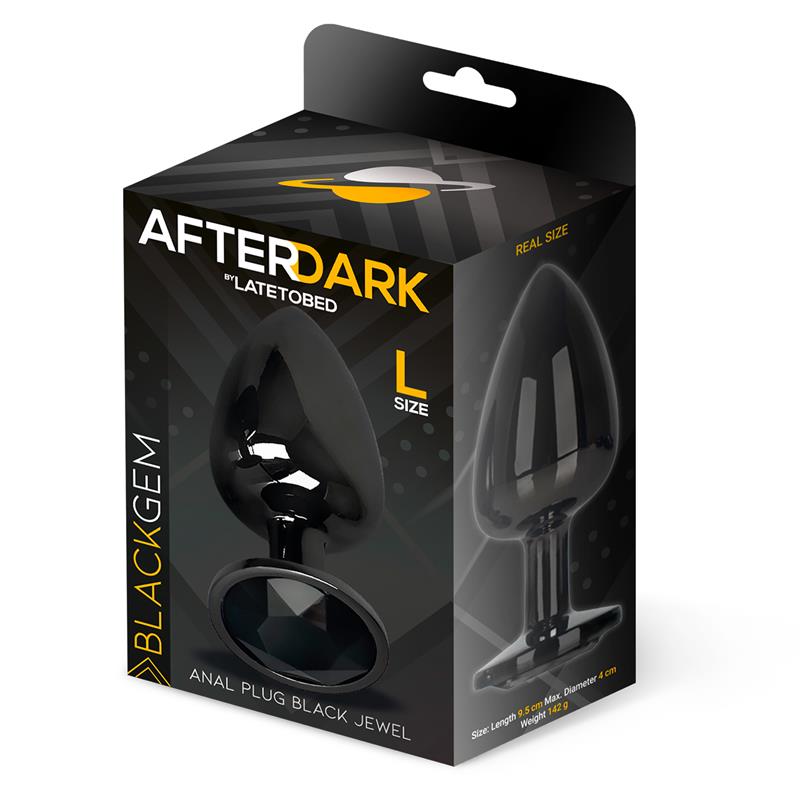 AFTERDARK - BLACKGEM METALIC BUTT PLUG WITH BLACK JEWEL SIZE L