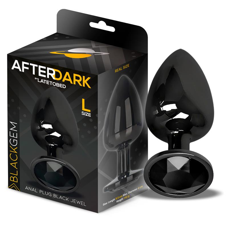 AFTERDARK - BLACKGEM METALIC BUTT PLUG WITH BLACK JEWEL SIZE L