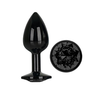 AFTERDARK - BLACKGEM METALIC BUTT PLUG WITH BLACK JEWEL SIZE S