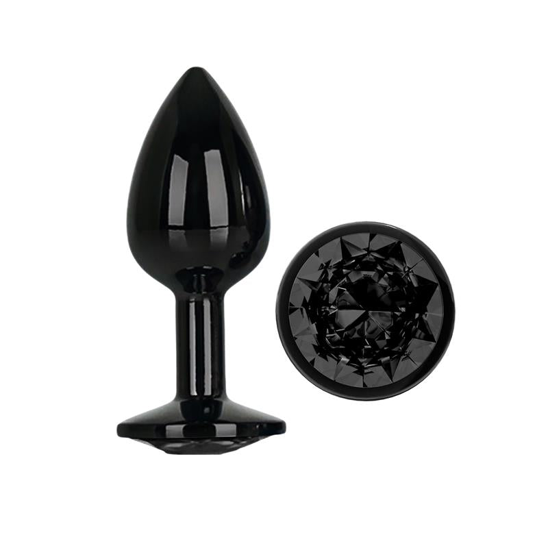 AFTERDARK - BLACKGEM METALIC BUTT PLUG WITH BLACK JEWEL SIZE S