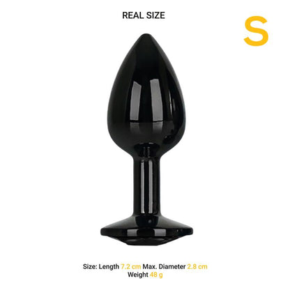 AFTERDARK - BLACKGEM METALIC BUTT PLUG WITH BLACK JEWEL SIZE S