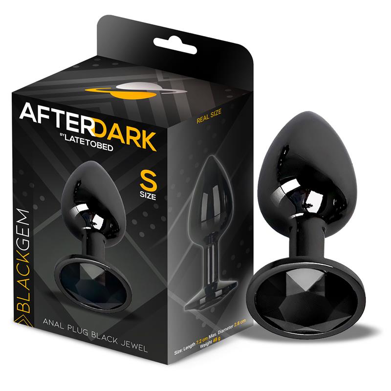 AFTERDARK - BLACKGEM METALIC BUTT PLUG WITH BLACK JEWEL SIZE S