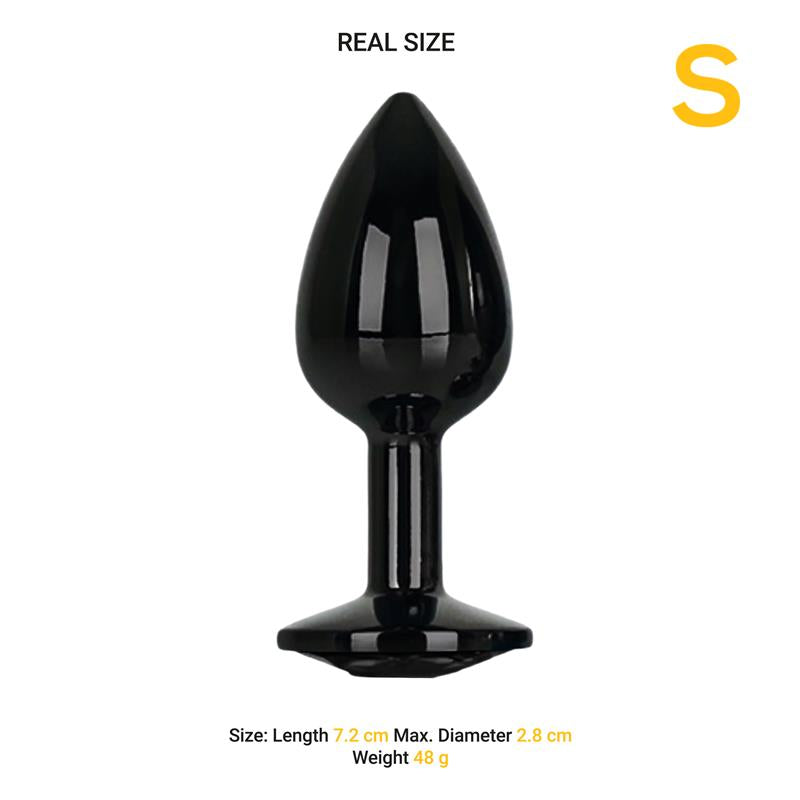 AFTERDARK - BLACKGEM METALIC BUTT PLUG WITH BLACK JEWEL SIZE S