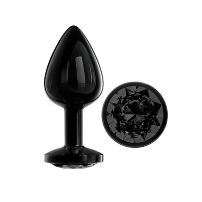 AFTERDARK - BLACKGEM METALIC BUTT PLUG WITH JEWEL BLACK SIZE M