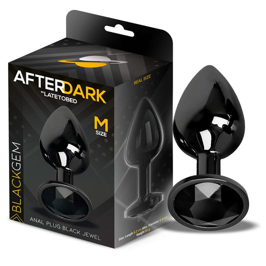 AFTERDARK - BLACKGEM METALIC BUTT PLUG WITH JEWEL BLACK SIZE M