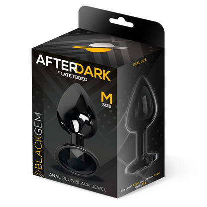 AFTERDARK - BLACKGEM METALIC BUTT PLUG WITH JEWEL BLACK SIZE M